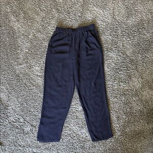 Eileen Fisher Navy Straight-Leg Elastic Waist Pants